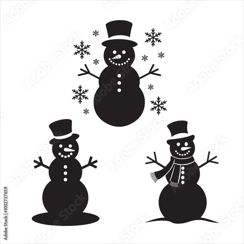  set of snowman silhouette