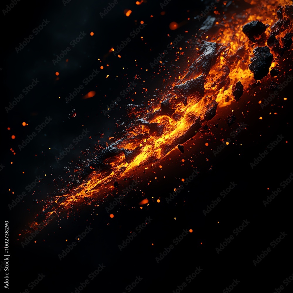 Meteor impact with fiery shockwaves in the atmosphere, 3D illustration Meteor impact with fiery shockwaves in the atmosphere, 3D illustration