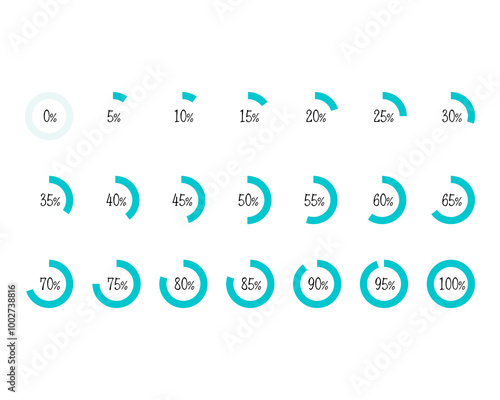 Collection Loading bar status icon. Vector illustration. Set of vector loaded icons. Download progress. Donload or Upload. photo