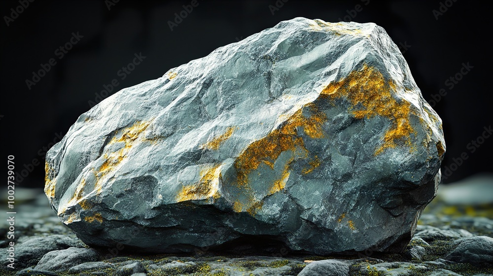 Close-Up of a Grey Rock with Yellow Lichen Close-Up of a Grey Rock with Yellow Lichen