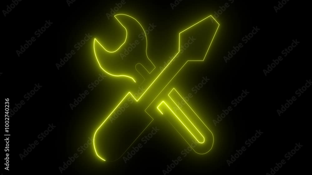 glowing neon yellow color setting animation icon circle animated on black background glowing neon yellow color setting animation icon circle animated on black background
