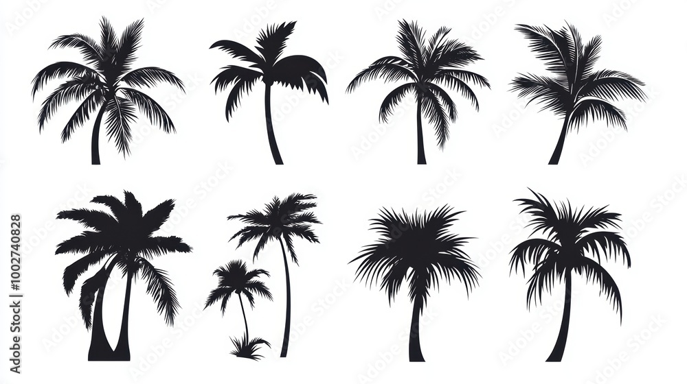Vector illustration of coconut tree with leaf closeup view Vector illustration of coconut tree with leaf closeup view