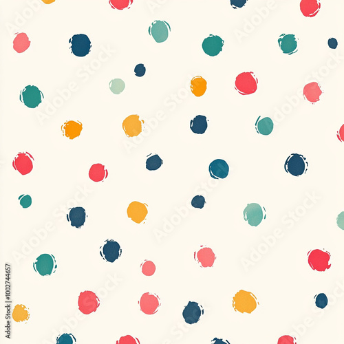 Colorful dots with ivory background. 1:1 ratio