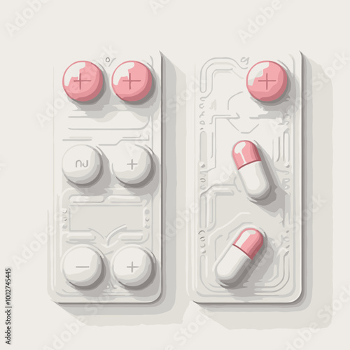 Two pills on a white background