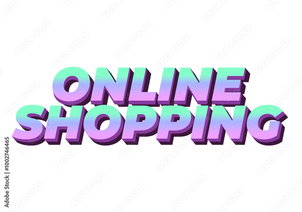 Online shopping. Text effect in 3D style with modern colors Online shopping. Text effect in 3D style with modern colors