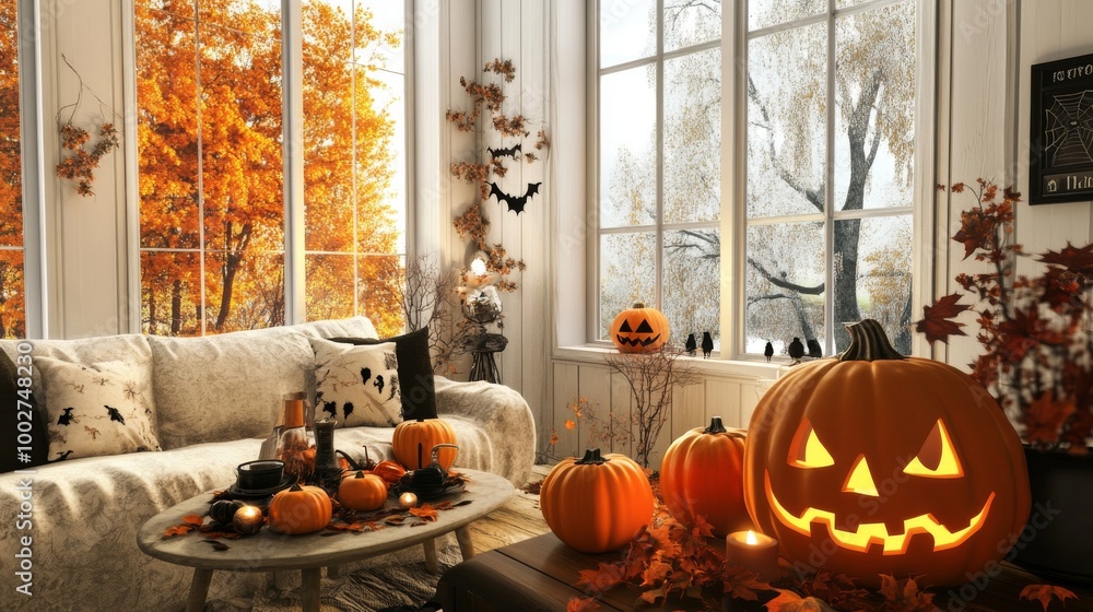 Obraz premium Stock-generated minimal and modern Halloween decorations