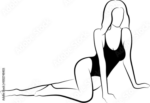 sketch of woman doing physical exercise. Vector illustration