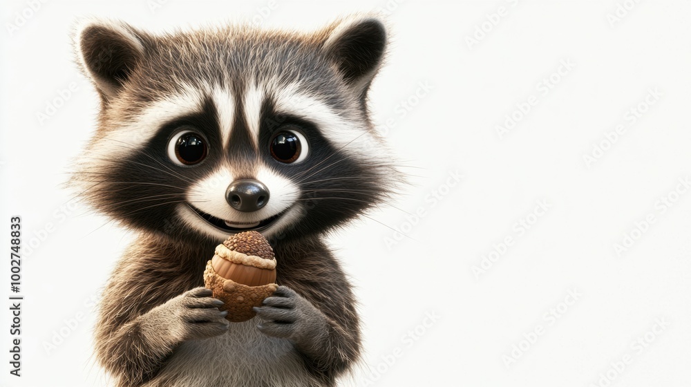 Obraz premium Cute raccoon enjoying an ice cream treat