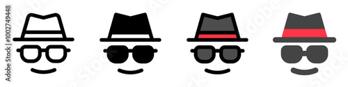 Editable vector incognito hat glasses user icon. Part of a big icon set family. Perfect for web and app interfaces, presentations, infographics, etc