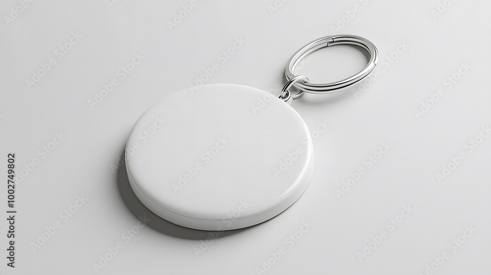  Blank Round Keychain Mockup Hanging on Chain