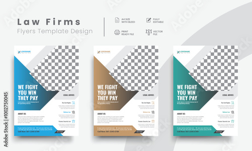 Professional corporate law firm flyer for lawyer brand identity promotion. Modern lawyer flyer or attorney flyer with marketing layout. Vol - 11