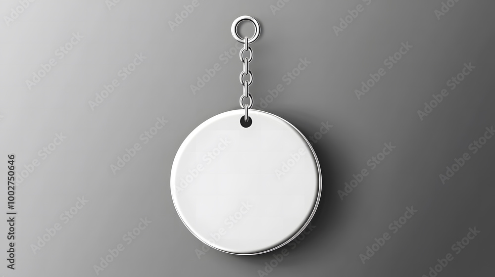 Blank Round Keychain Mockup Hanging on Chain Blank Round Keychain Mockup Hanging on Chain