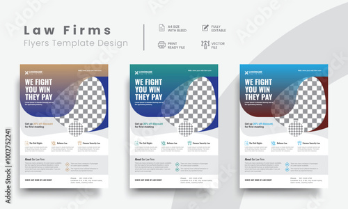 Professional corporate law firm flyer for lawyer brand identity promotion. Modern lawyer flyer or attorney flyer with marketing layout. Vol - 12