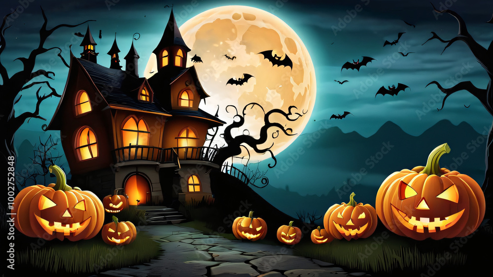 Halloween night background with pumpkin,vector illustration Halloween night background with pumpkin,vector illustration