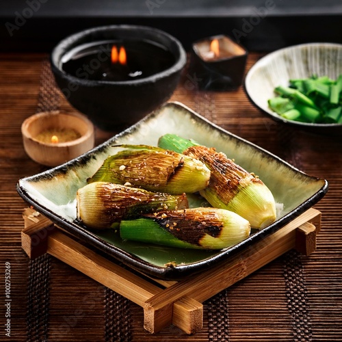 焼きネギ、食卓