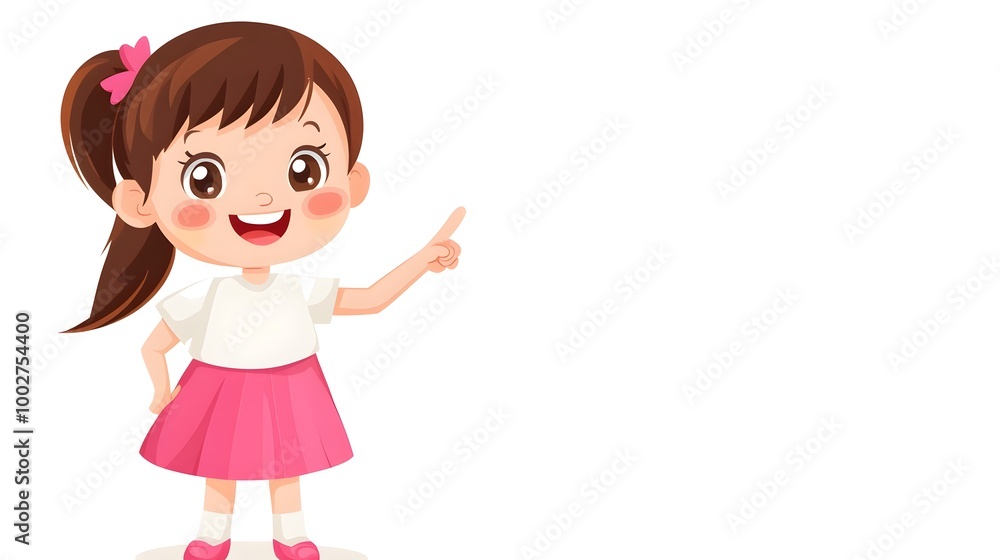 Cheerful Young Girl Giving Thumbs Up in Animated Cartoon Style Cheerful Young Girl Giving Thumbs Up in Animated Cartoon Style