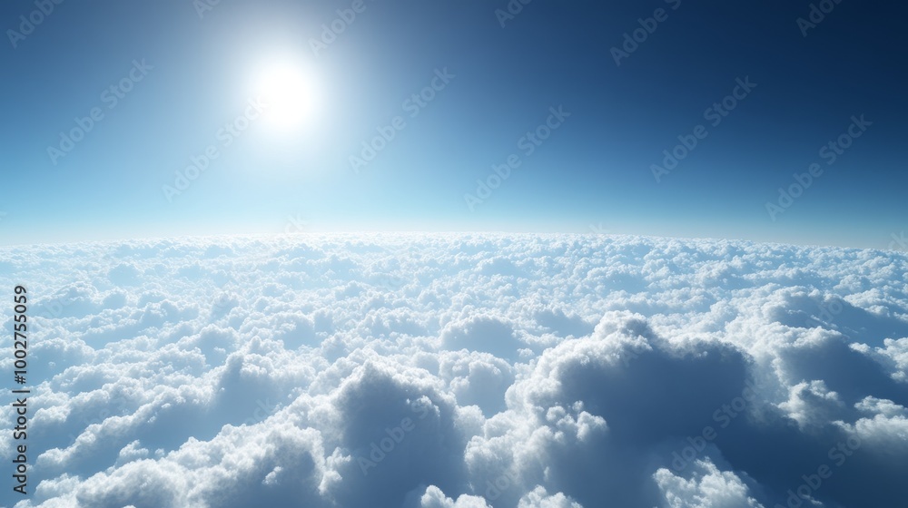 Above the clouds, with a vivid blue sky Above the clouds, with a vivid blue sky