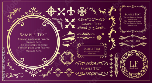 クリスマスのフレームデザインセット