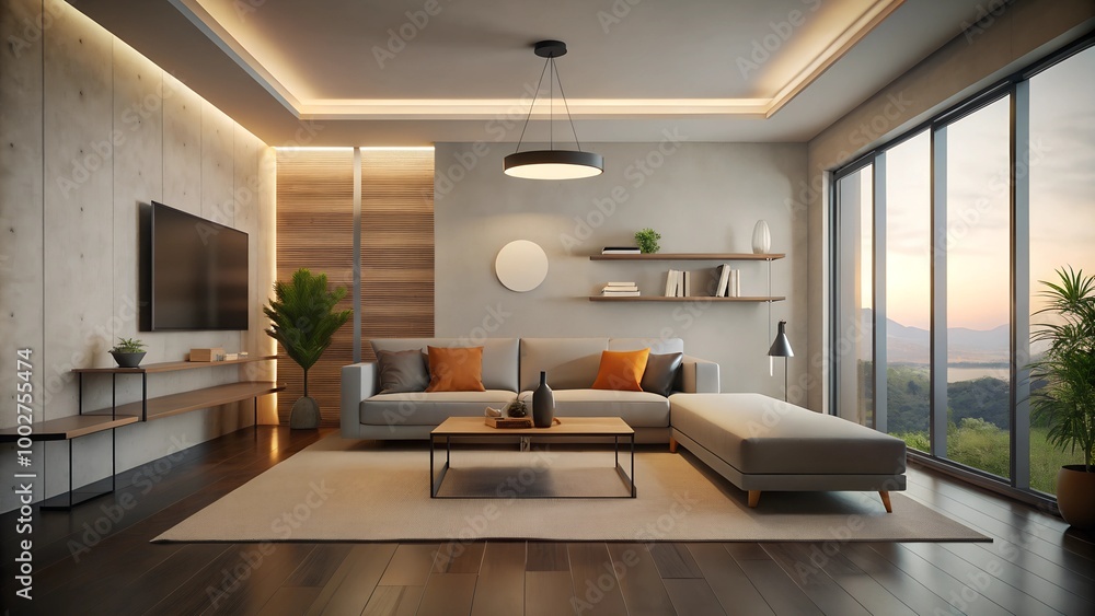 Minimalist interior design of modern living room Minimalist interior design of modern living room