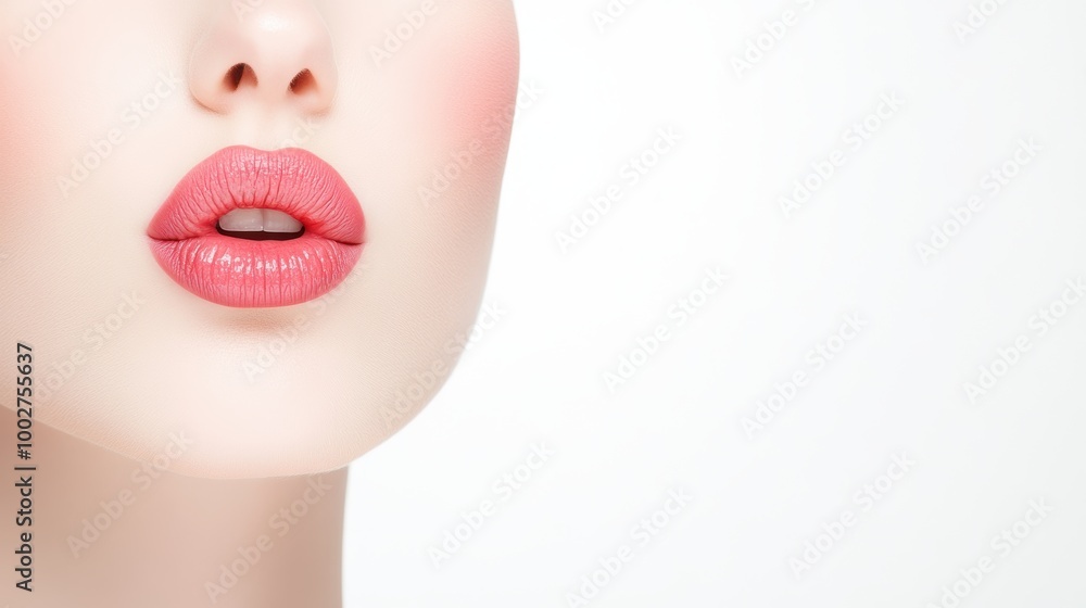 Fototapeta premium A person licking their lips, emphasizing the sensuality and movement of the mouth.