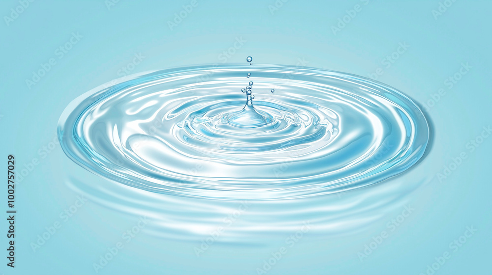 Clean water ripple effect in soft light blue tone on minimalist background Clean water ripple effect in soft light blue tone on minimalist background