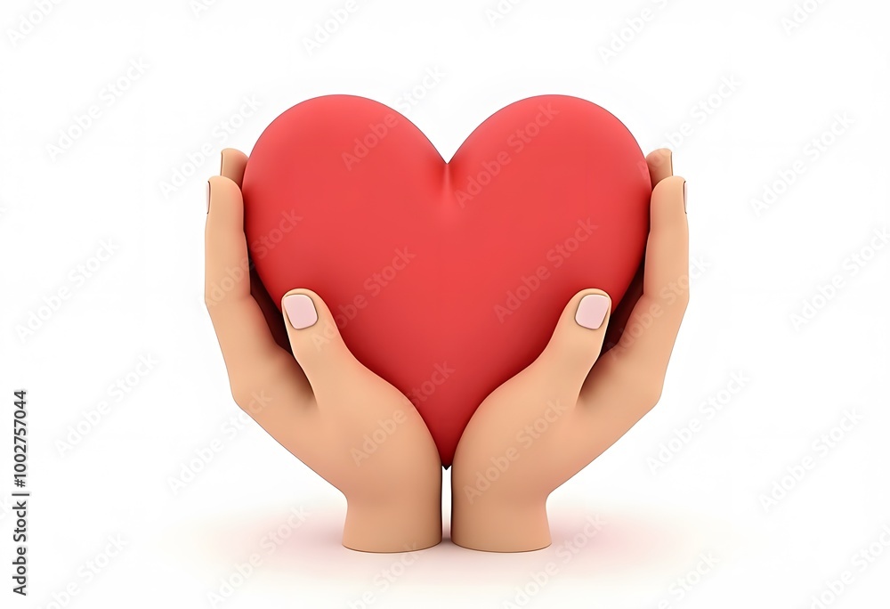 Heart on the hand isolated on white background Heart on the hand isolated on white background