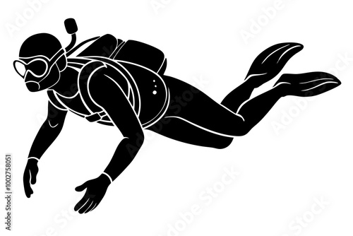 scuba diving  silhouette vector illustration