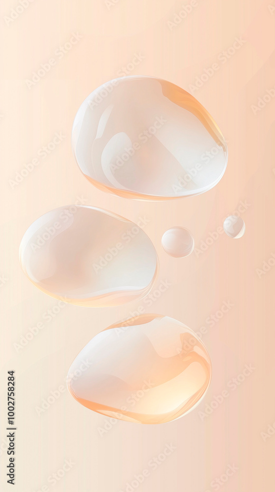 Macro view of large water droplets on a soft pastel background evoking a sense of purity and cleanliness Macro view of large water droplets on a soft pastel background evoking a sense of purity and cleanliness
