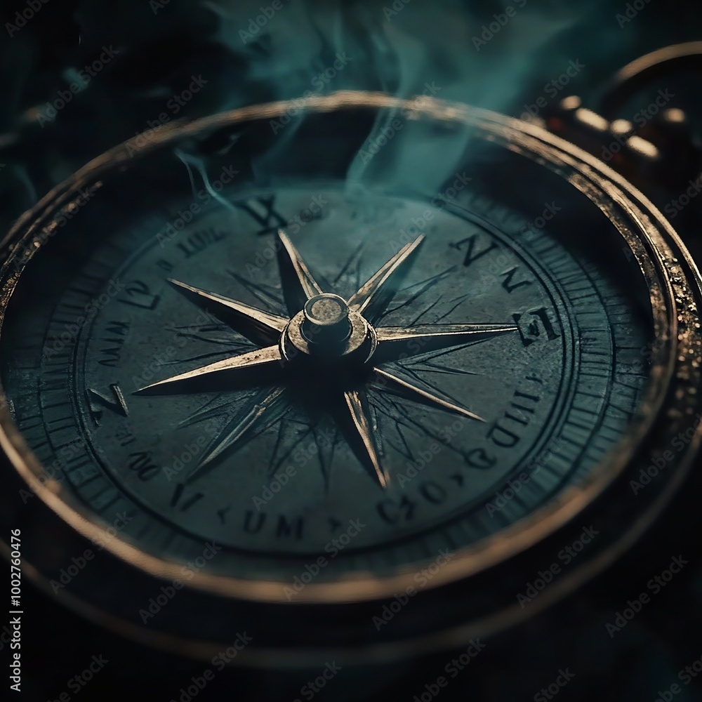 A close up of a compass with smoke coming out of it A close up of a compass with smoke coming out of it