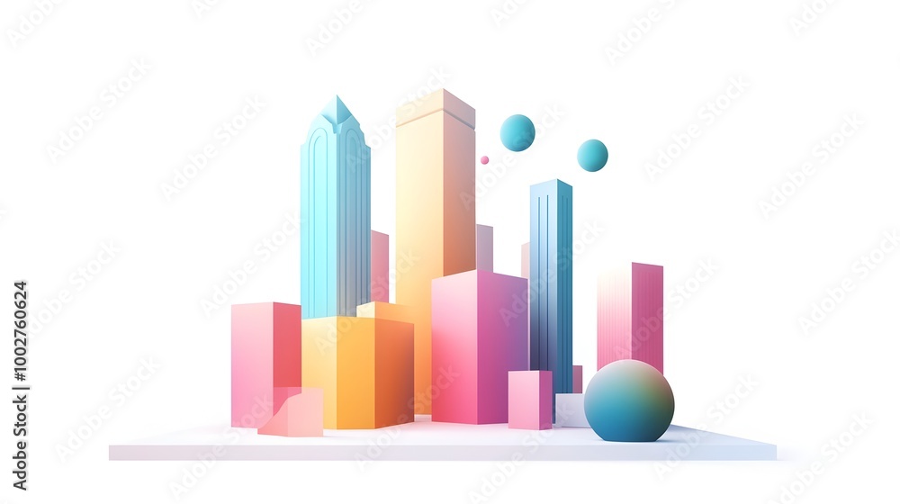 Vibrant Geometric Abstract 3D Architectural Shapes Composition Vibrant Geometric Abstract 3D Architectural Shapes Composition