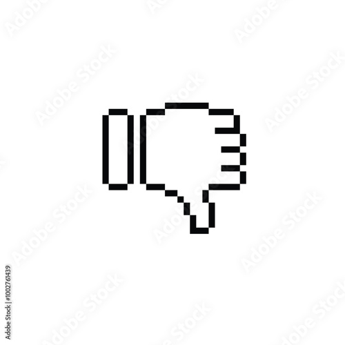 pixel thumbs down icon. Vector pixel art thumbs up 8 bit logo for game