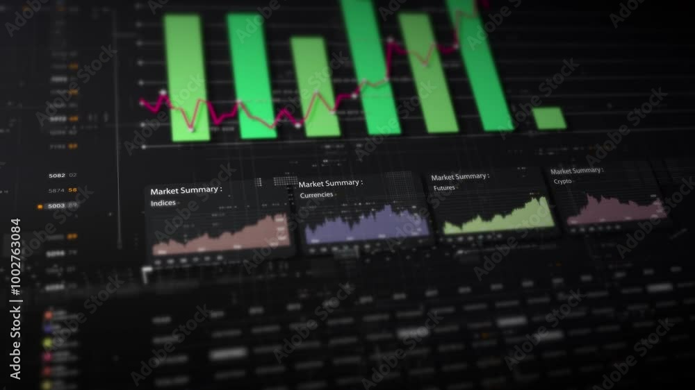 Dynamic data visuals for business info graphics, animated charts, and data-driven insights for a business meeting mock-up. Explore the world of trading, stock exchanges, and crypto Dynamic data visuals for business info graphics, animated charts, and data-driven insights for a business meeting mock-up. Explore the world of trading, stock exchanges, and crypto