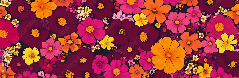 A seamless retro wallpaper pattern from the 1970s / a modern illustration A seamless retro wallpaper pattern from the 1970s / a modern illustration