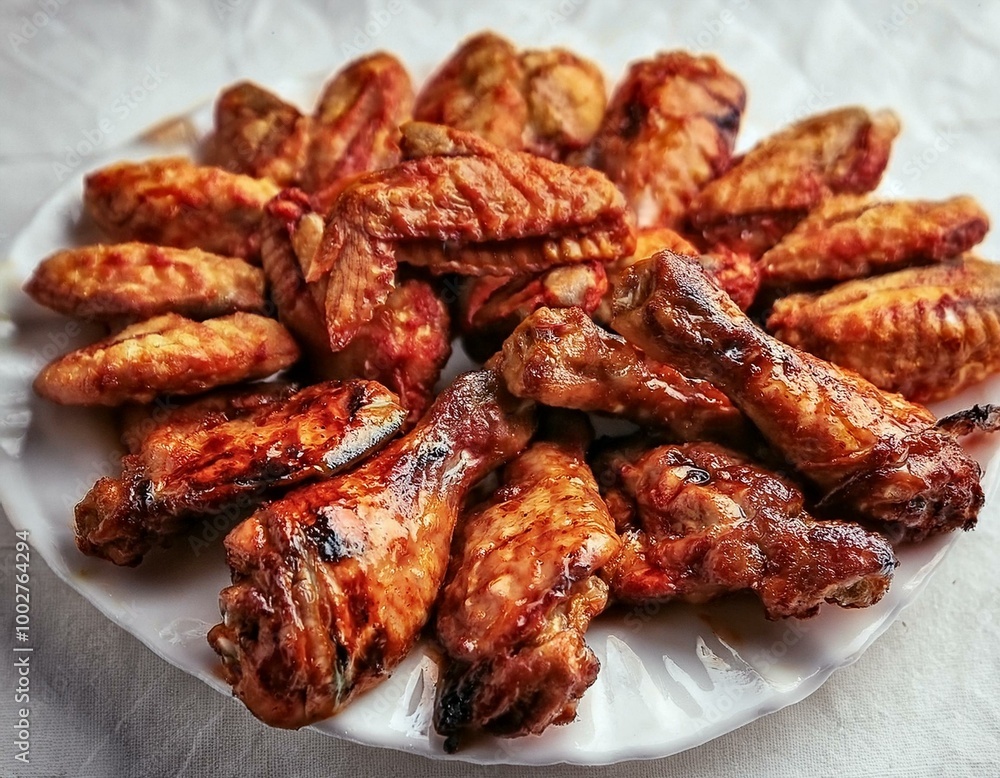 barbecue and fry chicken wings and chicken legs barbecue and fry chicken wings and chicken legs