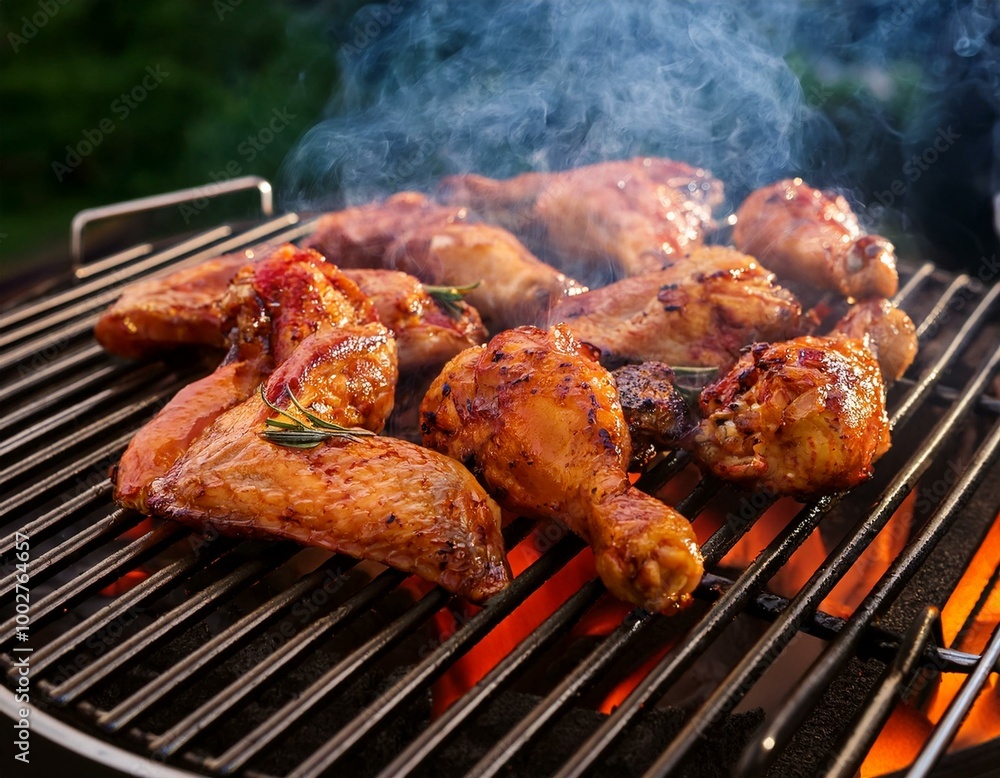 barbecue and fry chicken wings and chicken legs barbecue and fry chicken wings and chicken legs