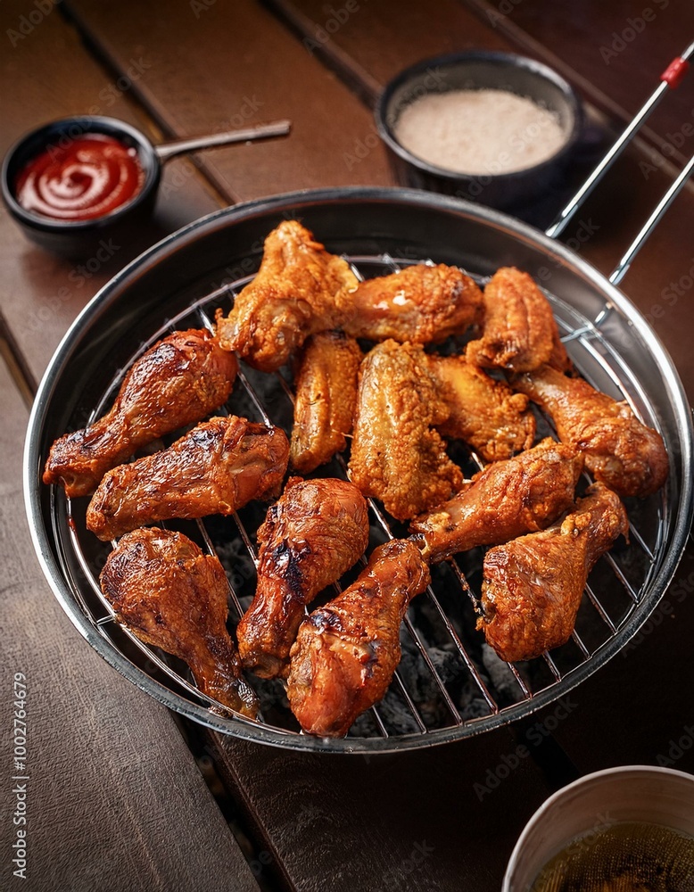 barbecue and fry chicken wings and chicken legs barbecue and fry chicken wings and chicken legs