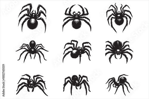 Creepy Spider Silhouettes and Webs