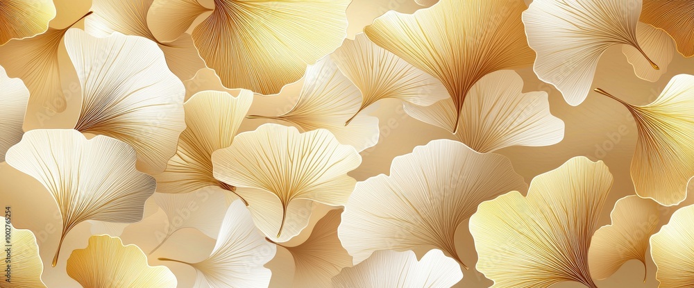 Background. Abstract art design wallpaper in gold Ginkgo leaf. Luxury gold line art background. Background. Abstract art design wallpaper in gold Ginkgo leaf. Luxury gold line art background.