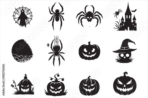 Creepy Spider Silhouettes and Webs