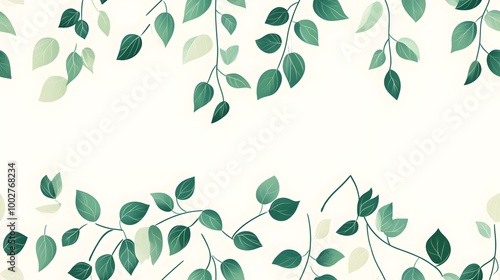 Lush Green Leaves Forming Minimalist Nature Pattern on Peaceful Backdrop