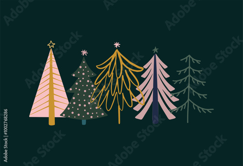 Merry Christmas and New Year.  Nice Christmas cards. Vector illustration.