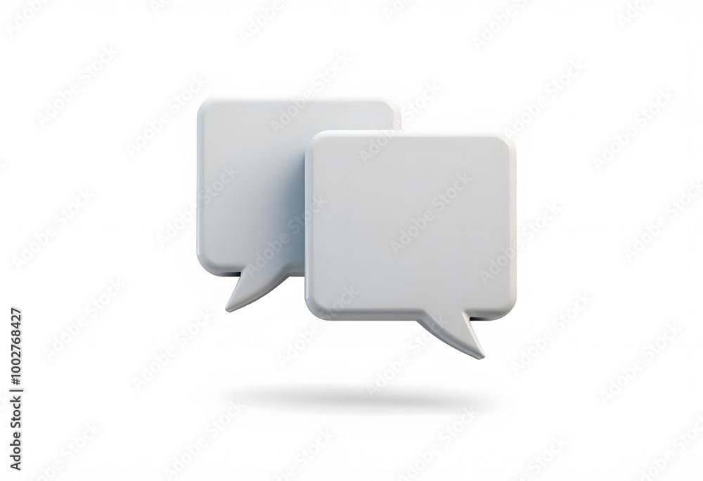 Fototapeta premium 3D White text bubble frame. Social media online platform concept icon, communication on application. For Valentine, web design, wedding, sticker, greeting card. 