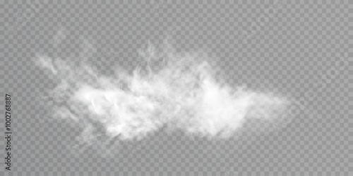Fog, smoke, steam, haze, explosion isolated transparent special effect. White vector cloudiness background, fog or smog explosion effect. Vector illustration