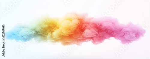 The smoke is vividly colored on a white background