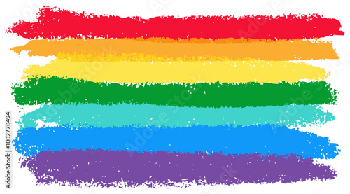 LGBTQ Rainbow Flag Crayon Chalk Drawing Vector