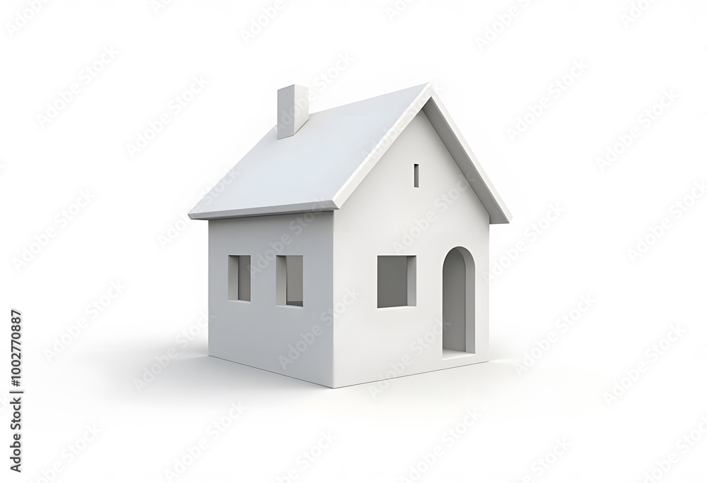 A small house with roof on a white. 3D illustration A small house with roof on a white. 3D illustration