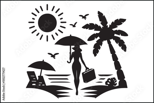 Summer Vector Palm Design Art 