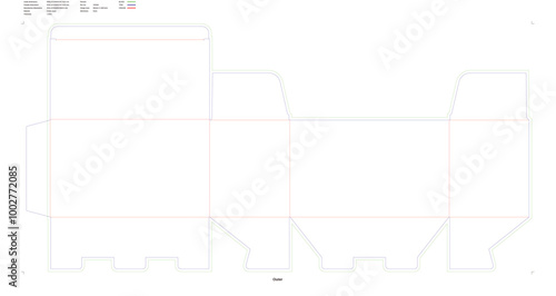 Custom dimensions auto bottome snap lock boxes 3-lock bottom dieline Mockup of unfolded flattened customizable rectangular box