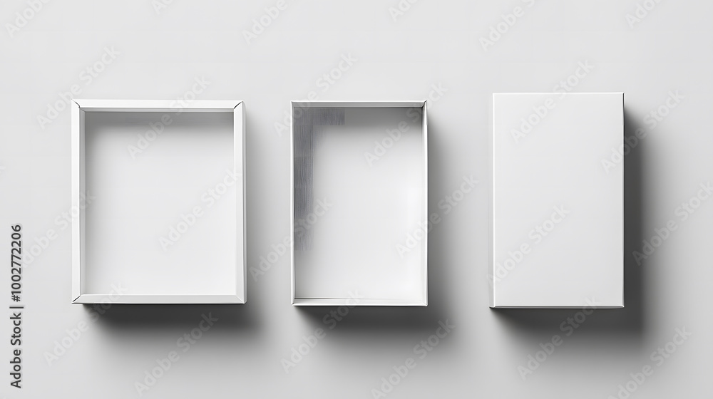 Minimalist Empty White Shelves on Clean Wall Minimalist Empty White Shelves on Clean Wall