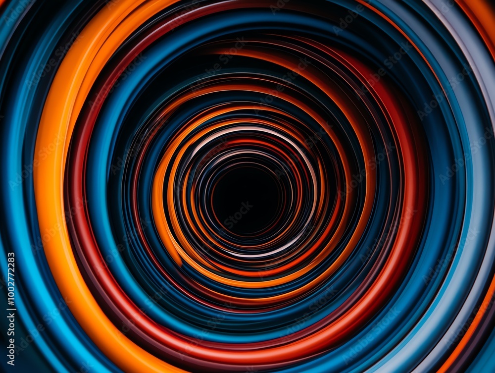 Circular tunnel with concentric rings and vibrant neon highlights, Abstract tunnel background, Circular motion Circular tunnel with concentric rings and vibrant neon highlights, Abstract tunnel background, Circular motion